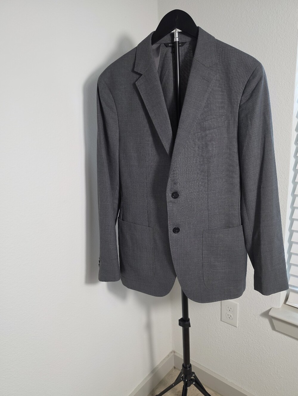 Banana Republic 40R Smart-Weight Performance Wool Blend Blazer Grey Sport Coat